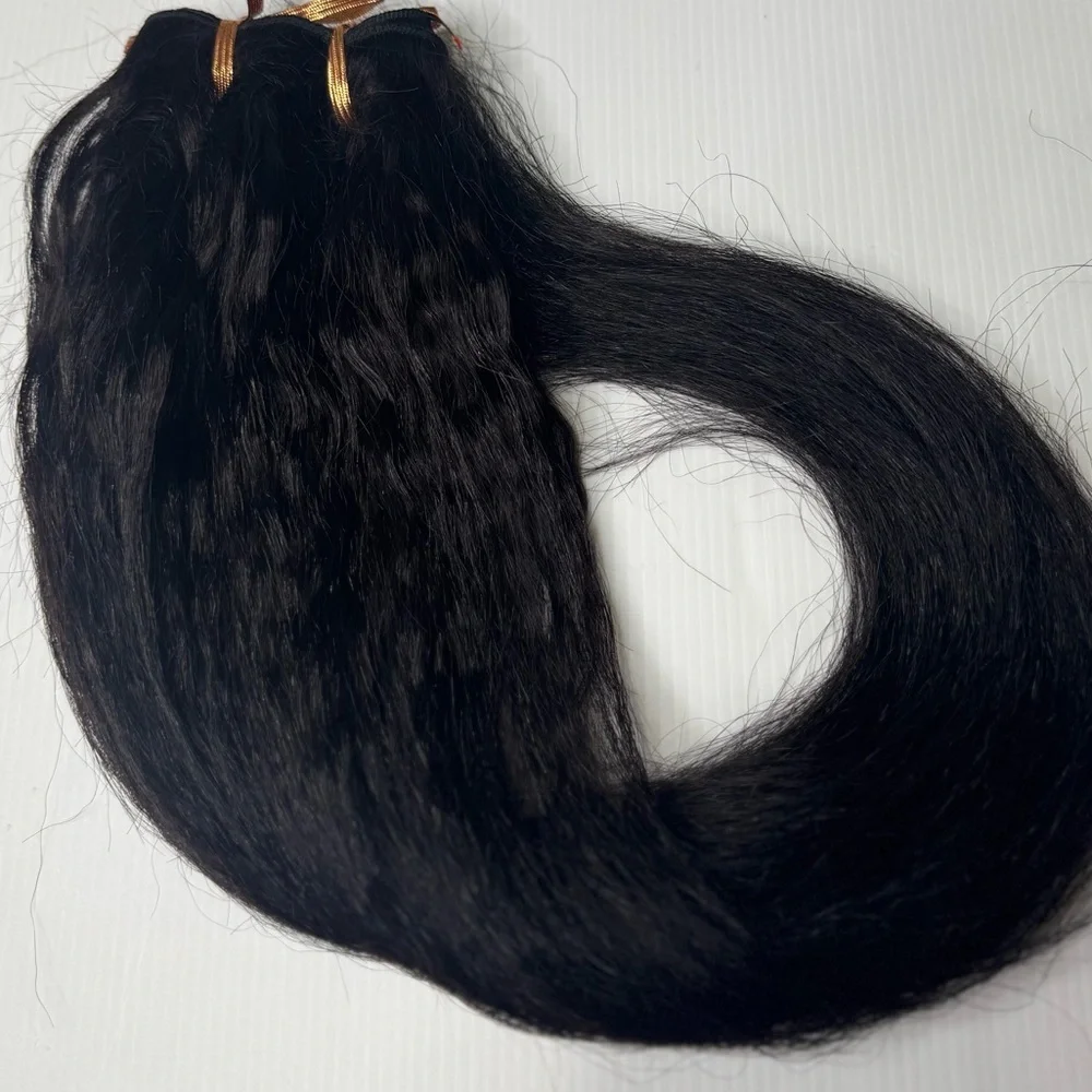 30 in Kinky Straight 100% Human hair  Black Color 50 Grms